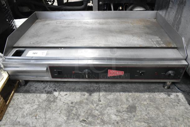Cecilware EL-1636 stainless steel commercial flat top griddle, electric, 240V, 1 phase, used condition, model label visible.