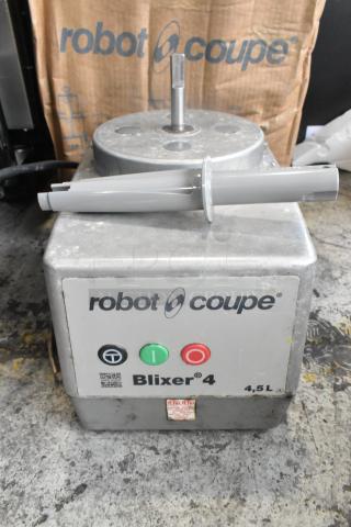 Robot Coupe Blixer 4 Series A food processor, stainless steel, 4.7 Qt. capacity, commercial use, 120V, showing controls.