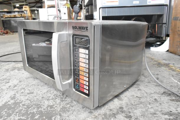 Brand new Solwave 180MW1000SS stainless steel commercial microwave with push button controls, 120 volts, 1 phase.