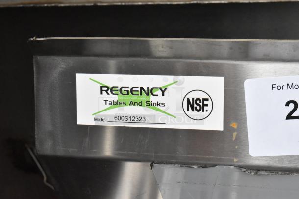 Brand new Regency 600S12323 stainless steel single bay sink, scratch and dent condition. No legs included. NSF certified.