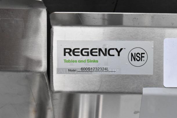 Brand new Regency 600S1232324L stainless steel single bay sink with left side drain board, NSF certified, scratch and dent.