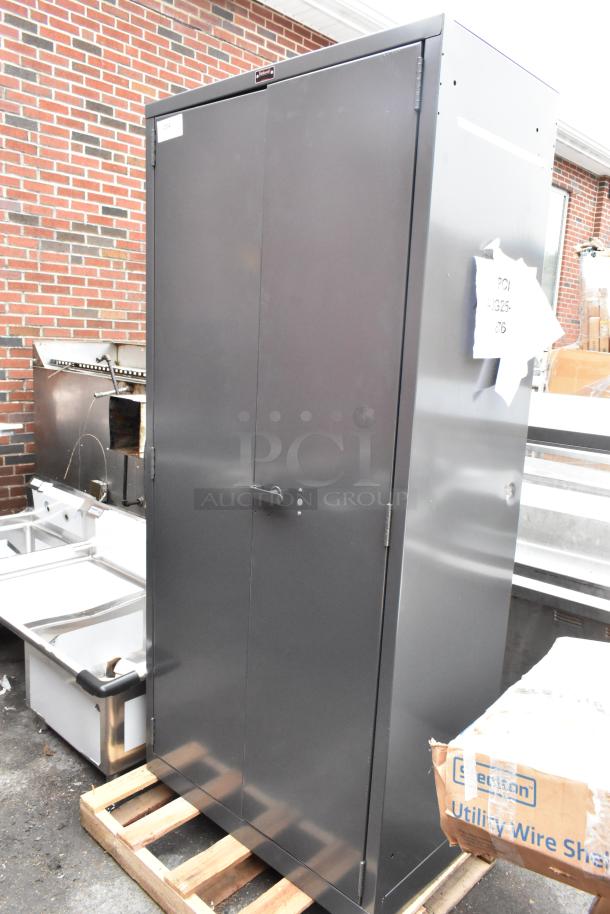 Hallowell DuraTough 21"x36"x78" gray 4-shelf storage cabinet. Brand new with minor scratches. Model HW6SC6178-4CL.