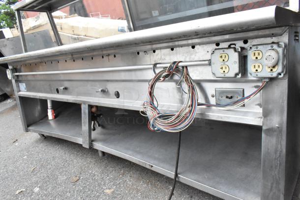L&J CWS Stainless Steel Steam Table, natural gas, sneeze guard, under shelf, visible wiring; commercial use.