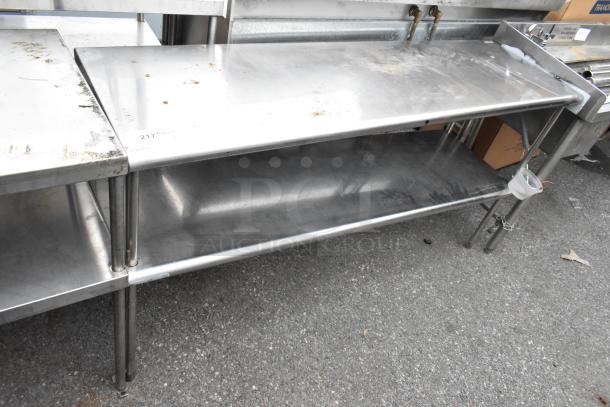 Stainless steel 2-tier overshelf with APW Wyott warming strip, 120 volts, 1 phase. Used condition, minor surface wear visible.