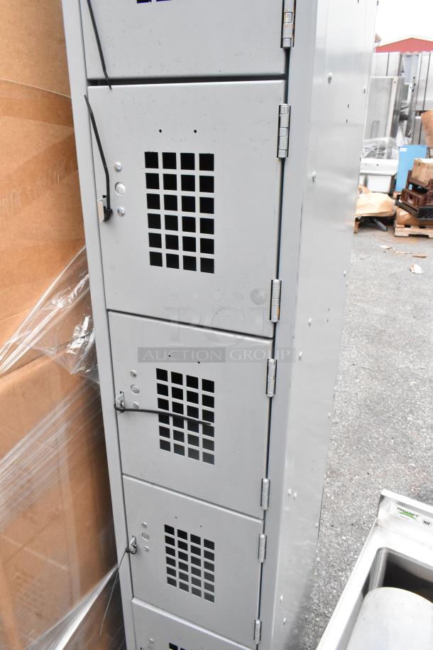 Brand new Regency 600LC16125KG gray 6 tier locker, 12" x 15" x 78", with scratch and dent condition. Vented doors.