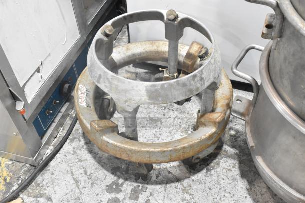 8 items for auction, including 5 mixing bowls and 3 dollies. Visible: A200 20-quart bowl. Used condition, metal construction.