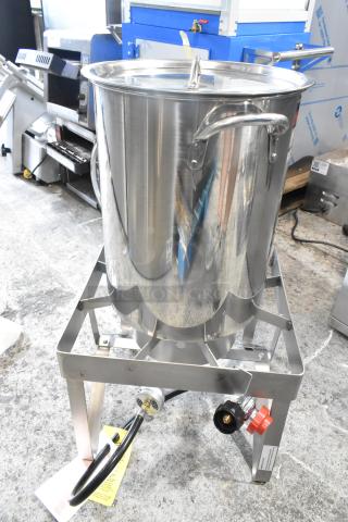 BRAND NEW SCRATCH AND DENT! Metal Commercial Propane Gas Powered Single Burner Range w/ Deep Fat Fryer Stock Pot. - Item #1203734