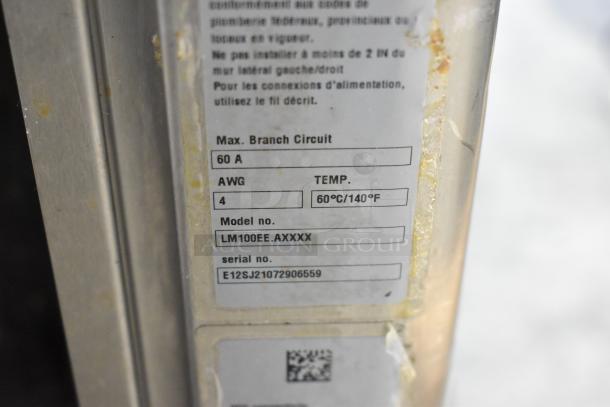 2021 Rational LM100CE.AXXXX iCombi Pro Convection Oven label, 440/480V, 1 Phase, stainless steel, shows model and serial numbers.