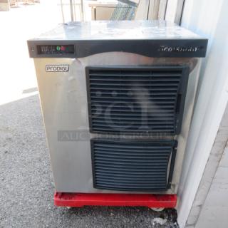 Scotsman Prodigy F1222A flaker ice maker, 1100lb capacity, 208/230V, stainless steel, 22.5x24.5x27, visible brand logo.
