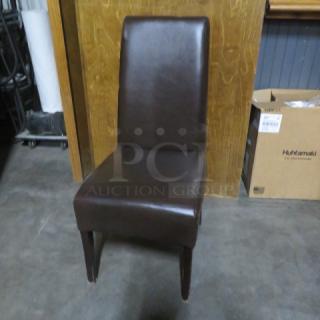 Brown Cushioned High Backed Chair With Wooden Legs. 2XBID - Item #1204068