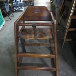 One Wooden High Chair With Safety Straps. - Item #1204070