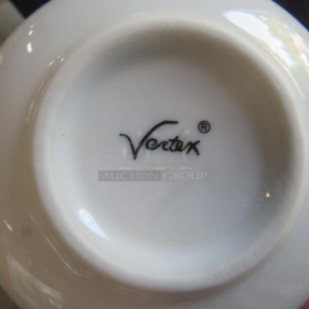 New Vertex coffee mug, white porcelain, underside showing Vertex logo. Excellent condition. Model 4XBID.