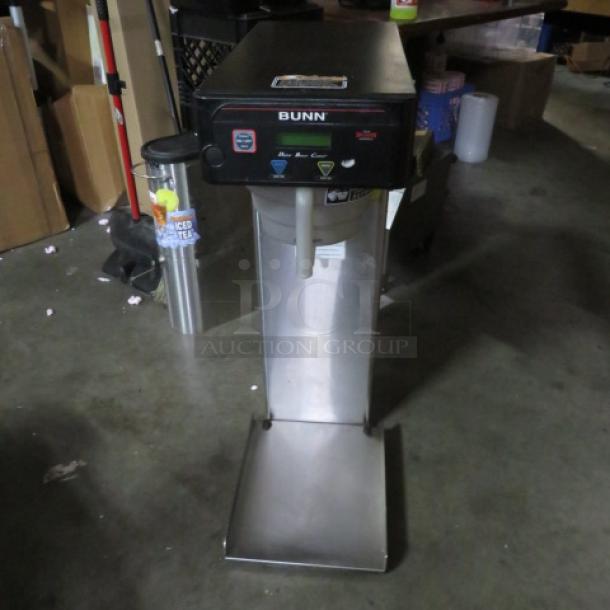 Bunn ITB Tea Brewer with filter basket, model ITB, 120V, dimensions 12x24x34, used condition.