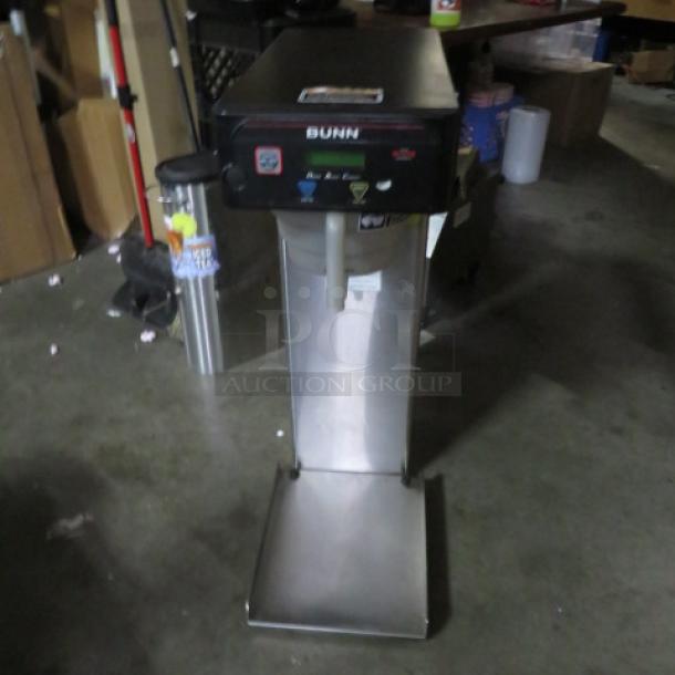 Bunn ITB Tea Brewer with filter basket, 12x24x34 inches, 120V. Model# ITB visible on front panel.