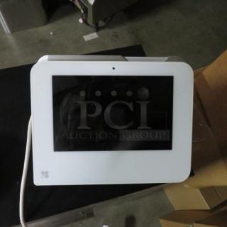 Clover All In One Mini POS, white, touchscreen, in good condition, includes power cord. Ideal for small businesses.