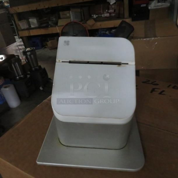 Clover C100 Thermal Printer in used condition, off-white color, with minor scuffs. Ideal for retail point-of-sale systems.