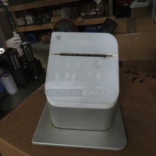 Clover C100 Thermal Printer in used condition, off-white color, with minor scuffs. Ideal for retail point-of-sale systems.