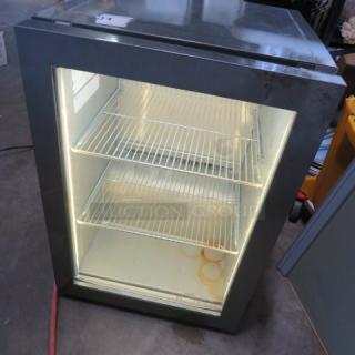 One WORKING Red Bull Glass Door Refrigerator With 2 Racks, And Removable SS Cover. 115 Volt. Model# VC206484016. 16X18X23. - Item #1206165
