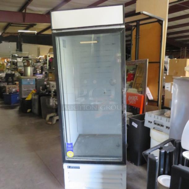 Everest EMGR24 glass display cooler, one door, working condition, 28.5"x32"x82", 115V.