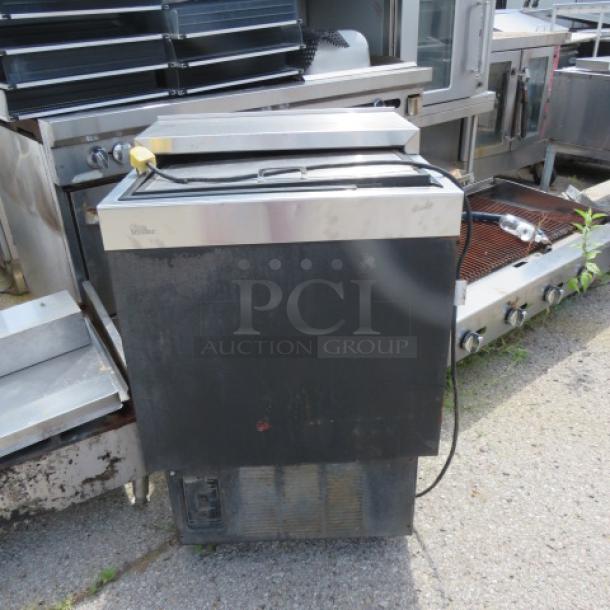 Glastender MF24-B2 underbar glass froster, 115 Volt, 24x24x36 inches. Used condition, stainless steel finish, model label visible.