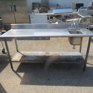 One Eagle Stainless Steel Table With Backsplash, Under Shelf, And Sink With Faucet. 72X25X38 - Item #1206227