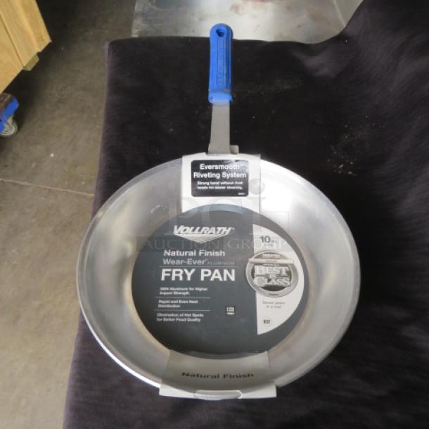 NEW Vollrath 10" Wear-Ever Aluminum Fry Pan with Cool Handle, natural finish, Evermooth riveting, brand tags attached.
