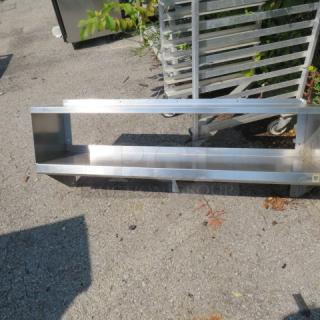 Stainless steel wall mount double shelf, 48x12x19 inches, new condition, ideal for kitchen or storage use.