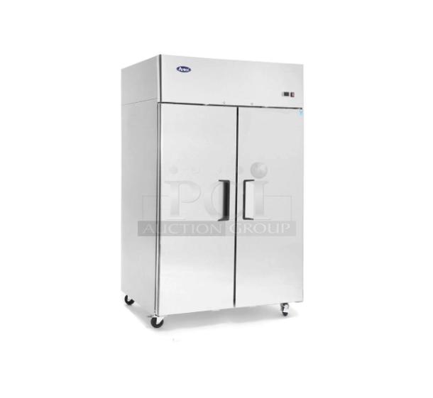 Brand new Atosa Commercial Stainless Steel 2-Door Reach-In Freezer, Model MBF8002GR, SN MBF8002GRAUS1T0323071000C40009.