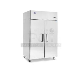 Brand new Atosa Commercial Stainless Steel 2-Door Reach-In Freezer, Model MBF8002GR, SN MBF8002GRAUS1T0323071000C40009.