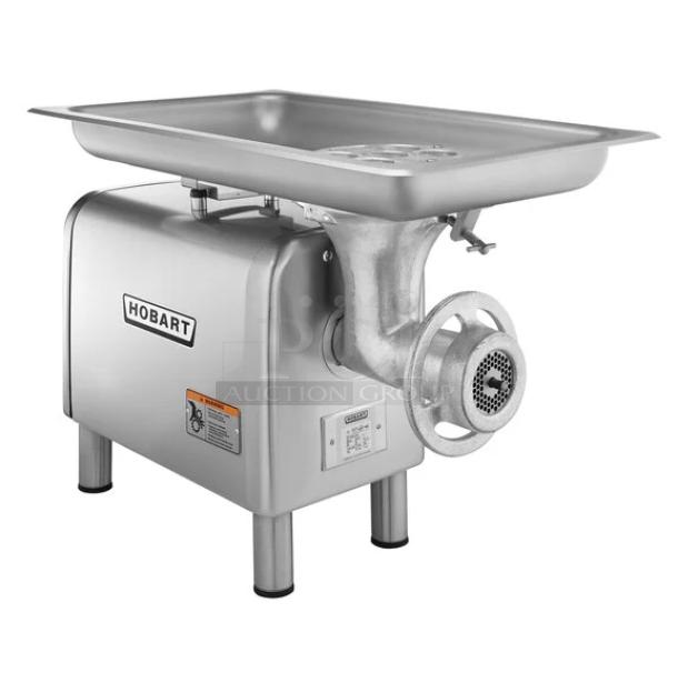 Brand new Hobart #22 electric meat grinder, Model 482234, 120V, 1 Phase. Stainless steel countertop design.