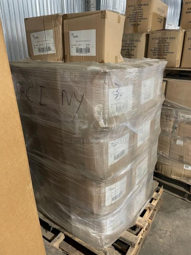 Steelite International porcelain side plates, model 6153RG101, pallet of cases, new, Earth Black color, 12 plates per case.