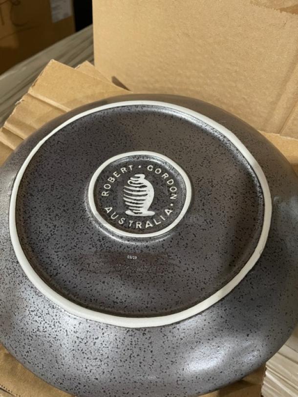 Robert Gordon Earth Black porcelain side plate, Steelite model 6153RG101, brand marking visible, new condition.
