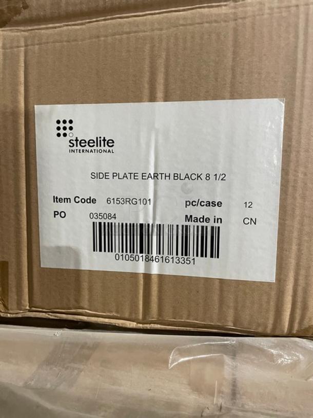 Brand new Robert Gordon Earth Black porcelain plates, Model 6153RG101, 8.5" round, 12 per case, full pallet, Steelite International.