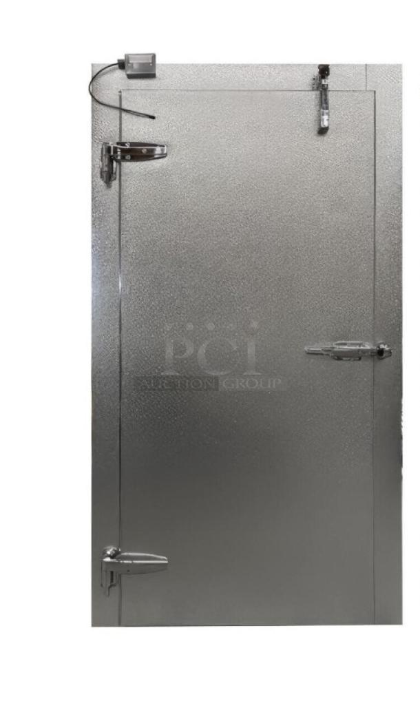 Arctic Industries Commercial Walk-In Freezer Door, Model 680141, 50"x78", brand new, stainless steel finish with locking mechanisms.