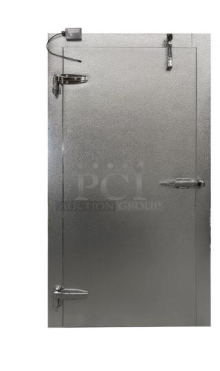 Arctic Industries Commercial Walk-In Freezer Door, Model 680141, 50"x78", brand new, stainless steel finish with locking mechanisms.