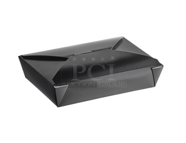 Brand new Singer Model 10329149 black fast food container, 7-3/4" x 5-1/2" x 1-7/8", 200 per case.
