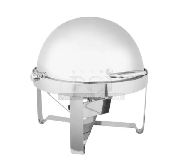 BRAND NEW Vollrath Avenger Series 46360 6 Qt. Stainless Steel Roll-Top Chafer with mirror shine finish.