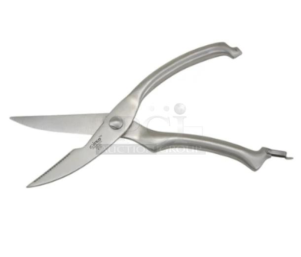 Brand new Winco Winware KS-03 stainless steel kitchen poultry shears, commercial-grade. Durable design with safety latch.