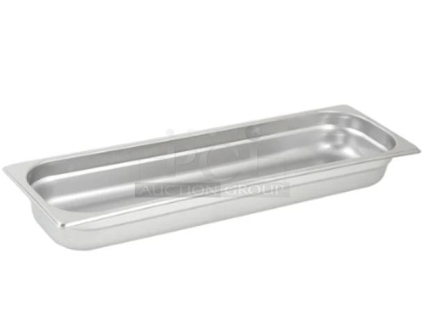 Brand new Winco stainless steel half-size anti-jam steamtable pan, 2.5" deep, Model SPJH2HL.