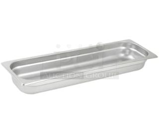 Brand new Winco stainless steel half-size anti-jam steamtable pan, 2.5" deep, Model SPJH2HL.