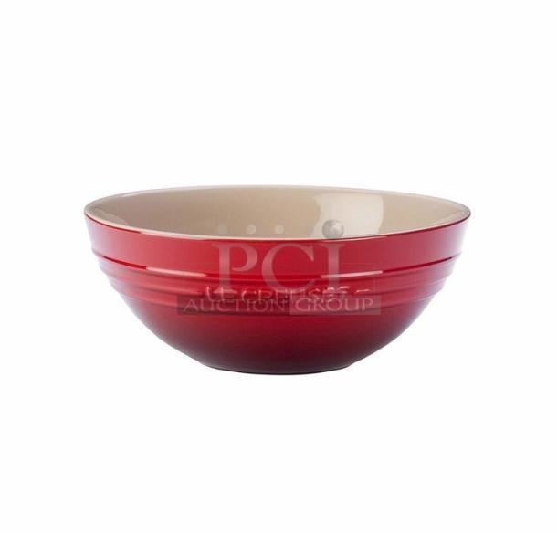 Le Creuset Cerise Red Stoneware 6” Round Bowl, 20 Oz, Model 91013915060000, New, 3 per Case, Commercial Quality.