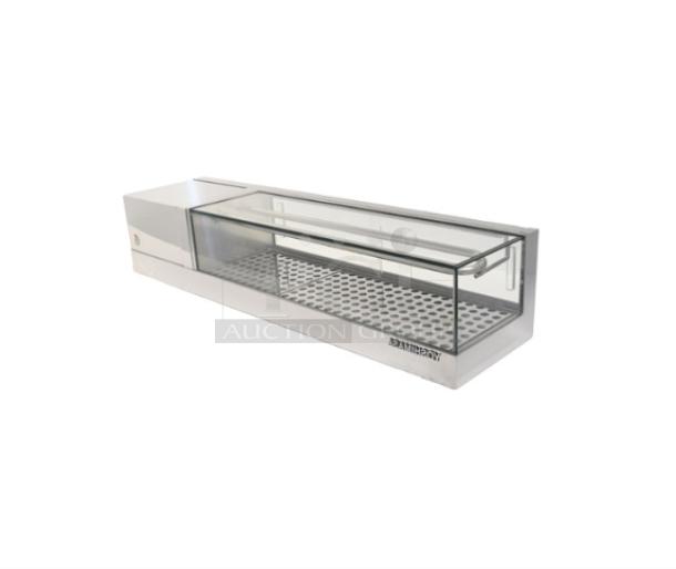BRAND NEW Yoshimasa GARASU3L 36” stainless steel refrigerated sushi display case, electric-powered, countertop model.