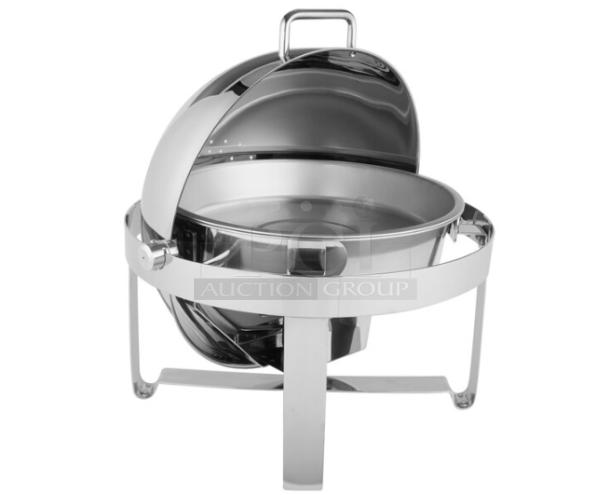 BRAND NEW Vollrath Avenger 6 Qt. Roll-Top Chafer, Model 46360, Mirror Finish Stainless Steel, Round Design.