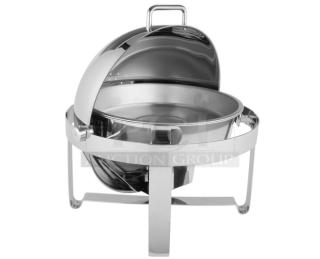 BRAND NEW Vollrath Avenger 6 Qt. Roll-Top Chafer, Model 46360, Mirror Finish Stainless Steel, Round Design.