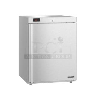 Brand new Hoshizaki HR24C stainless steel undercounter refrigerator, single door, digital temperature display.