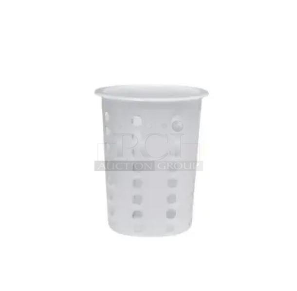 Brand new Update International 4.25" white perforated flatware cylinder, model FLTCYP, ideal for commercial use.