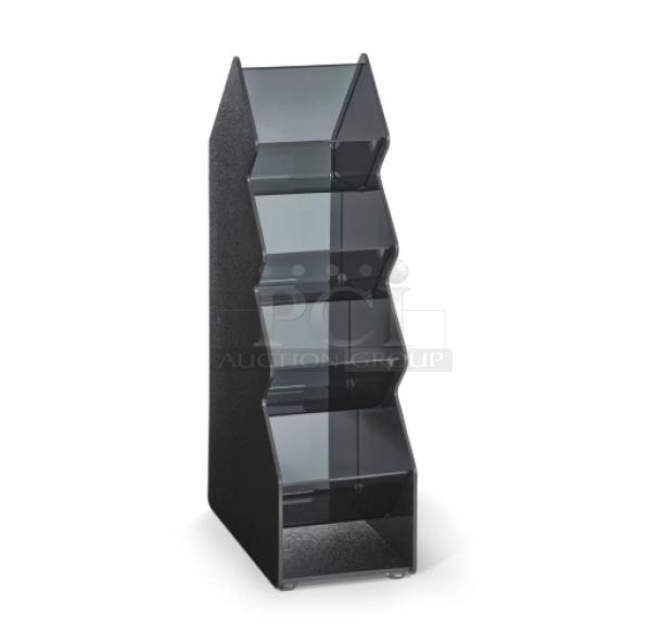 BRAND NEW Vollrath CTC4V condiment caddy, black smoked-acrylic, 4 compartments, vertical organizer stand.