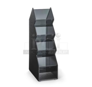 BRAND NEW Vollrath CTC4V condiment caddy, black smoked-acrylic, 4 compartments, vertical organizer stand.