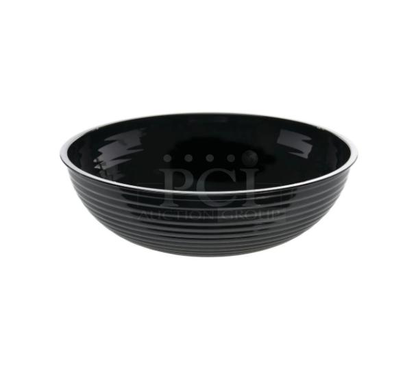 Brand new Cambro Camwear Series black ribbed bowl, 12" round, 5.8 qt capacity, model RSB12CW110, commercial quality.