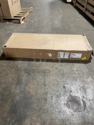 Brown cardboard box containing a brand new Eagle Group 48" x 18" chrome-plated wired shelving. Model 3TF1848C.